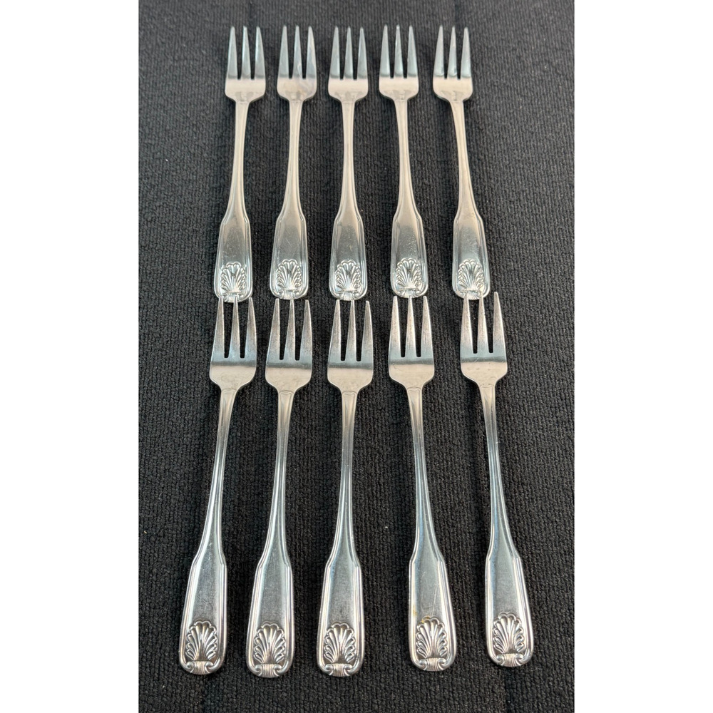 Wallace Brand Ware Stainless Cocktail Forks Seafood "CORAL" Korea (Set of 10)